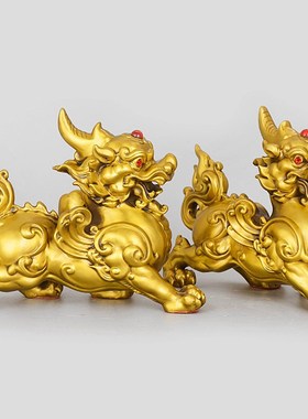 纯铜貔貅摆件大号一对办公室家用客厅店铺装饰品皮丘开业乔迁礼品