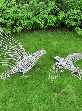 铁艺不锈钢镂空小鸟雕塑户外园u林景观社区样品屋展示中心草坪绿