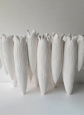 创意现代样板房售楼部手工陶瓷抽象雕塑花M瓶摆件博古架装饰工艺