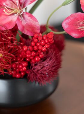 轻奢新中式马蹄莲仿真花客厅桌面装饰摆件样板间玄关商务摆件假花