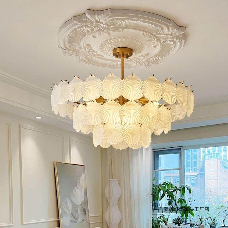 新款现代奢贝壳珍客珠卧法式中古厅室房轻间餐厅玻璃水晶894吊灯,淘宝优惠券,粉丝福利购,淘宝优惠卷