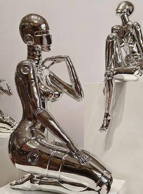 空山基机械女神艺术科雕塑电镀玄关办室电QZ-A190脑公技桌面感摆