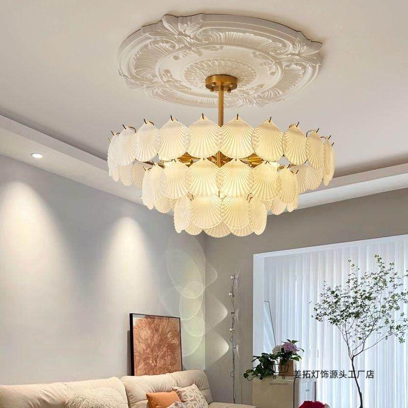 新款现代奢贝壳珍客珠卧法式中古厅室房轻间餐厅玻璃水晶894吊灯,淘宝优惠券,粉丝福利购,淘宝优惠卷