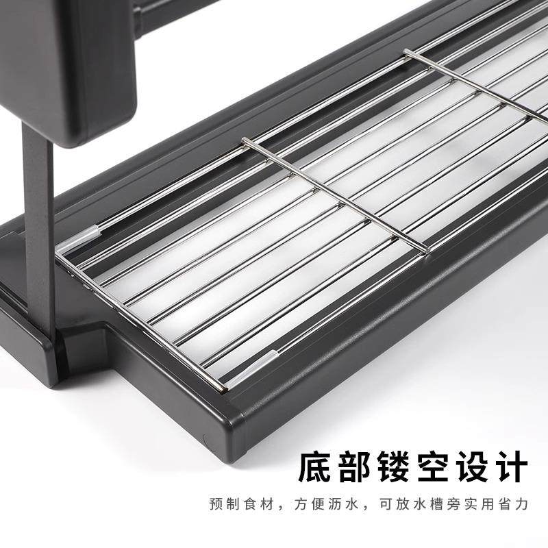 厨房吊柜下拉式置物架双层升降伸缩备菜调料碗碟储物架收纳折叠架,淘宝优惠券,粉丝福利购,淘宝优惠卷