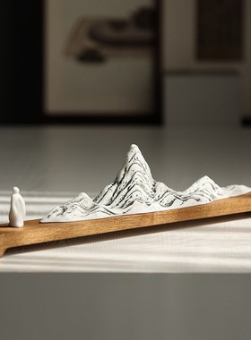 创意假山陶瓷摆件枯山水禅意家y居酒柜玄关造景搭配摆设鱼缸装饰