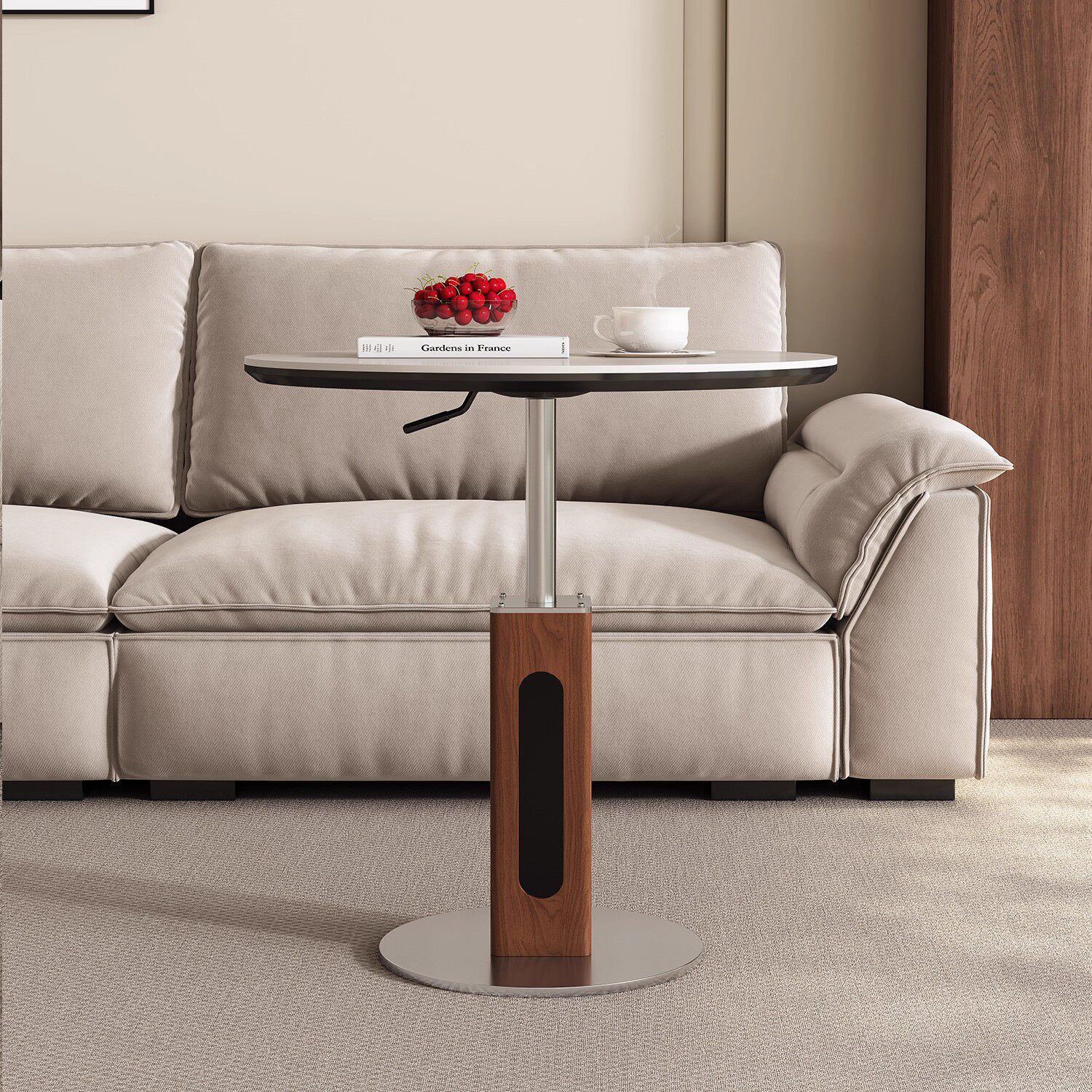 创意设计师升降沙发边几小户型茶几中古风高级感角几洽谈小圆桌子,淘宝优惠券,粉丝福利购,淘宝优惠卷