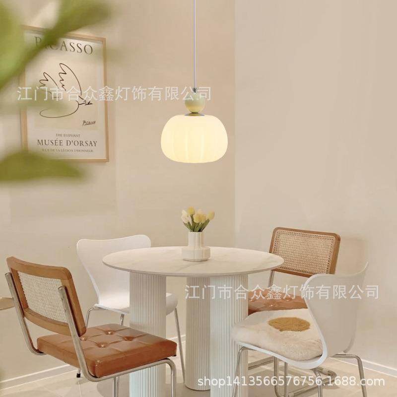 奶油风护眼床头吊灯现代简约南瓜儿童房卧室吊线灯led主卧小吊灯,淘宝优惠券,粉丝福利购,淘宝优惠卷