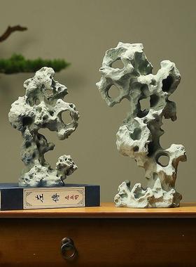 仿真太湖石鱼缸迷你小摆件青砂石沙盘茶室桌假山石微景观造景装饰