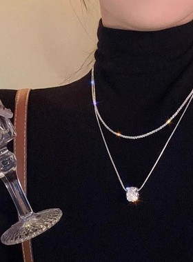 钛钢项链新品双层叠戴波光粼粼