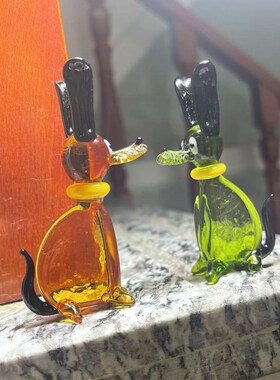 淄博琉璃工艺品小摆件泰迪柯基柴犬博美狗狗水晶动物玻璃桌面可爱
