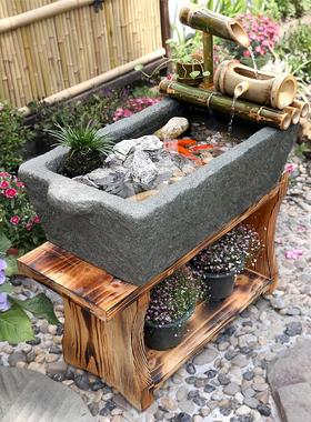 庭院假山鱼池造景喷泉阳台流水鱼缸景观民宿禅意茶室装饰水池摆件