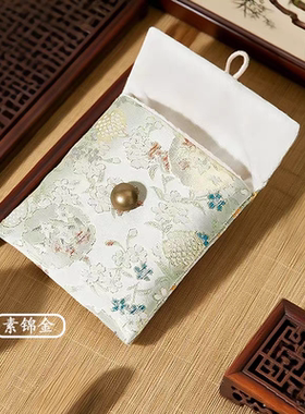 高档刺绣纽扣翻口文玩绒布福袋织锦手镯珠宝首饰收纳袋小福袋子