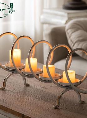 法式蜡浪漫怀旧桌酒烛面摆件店餐厅烛光晚餐蜡台道具婚A2565庆装