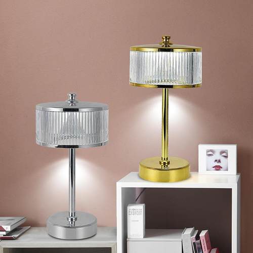 新款轻奢水晶轻奢水台灯创意LD无线充灯电触摸E简约卧晶室床头氛 - 图1