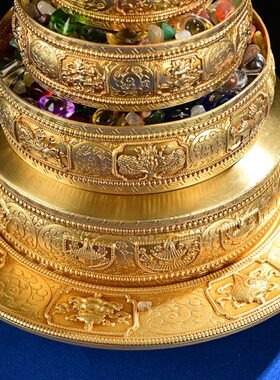 藏传佛具纯铜曼扎盘尼泊尔工艺供修三十七堆曼达盘慧宝曼茶罗D款