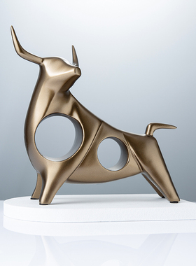 现代简约牛摆件样板房客s厅桌面摆设酒柜玄关装饰品牛气冲天工艺