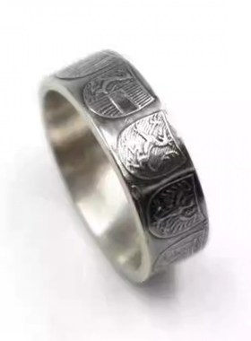 新款925银情侣戒指一对异地恋手工男刻字礼品老T银币男生个性创意