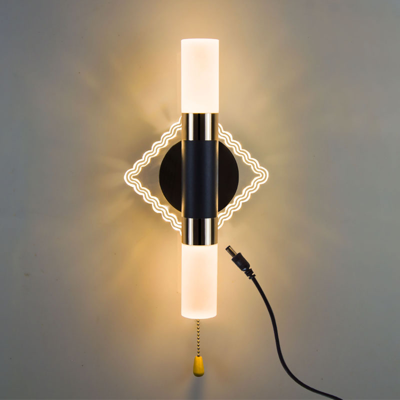 新款网红壁灯后现代充电款免布线电视背景M墙客厅带线插头床头卧 - 图1