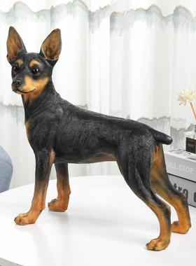 仿真狗件型招财杜宾犬动摆物模雕塑客厅玄关艺无电视柜装饰树脂工