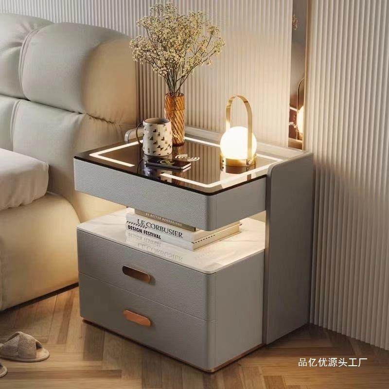 Tal智能床头柜卧室多能家无48210线充带灯整理用柜轻奢实木收功纳,淘宝优惠券,粉丝福利购,淘宝优惠卷