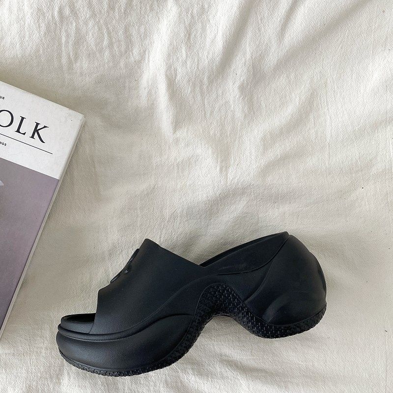 喜叔十字花厚底高跟拖鞋女秋外穿网红增高坡跟沙滩鞋一字高跟凉拖,淘宝优惠券,粉丝福利购,淘宝优惠卷