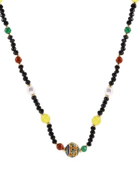 新中式黑色串珠项链女国潮风复古气质珍珠锁骨链简约百搭网红配饰