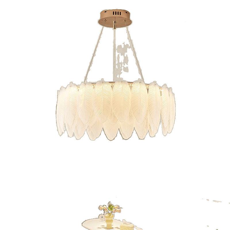 法式油风吊灯轻奶网奢羽毛珍珠ins红480大现气后代客厅卧室灯具 - 图3