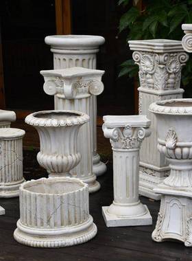 欧式复花盆罗马柱摆件婚庆婚礼道具柱子台底T6201384座古花园院阳