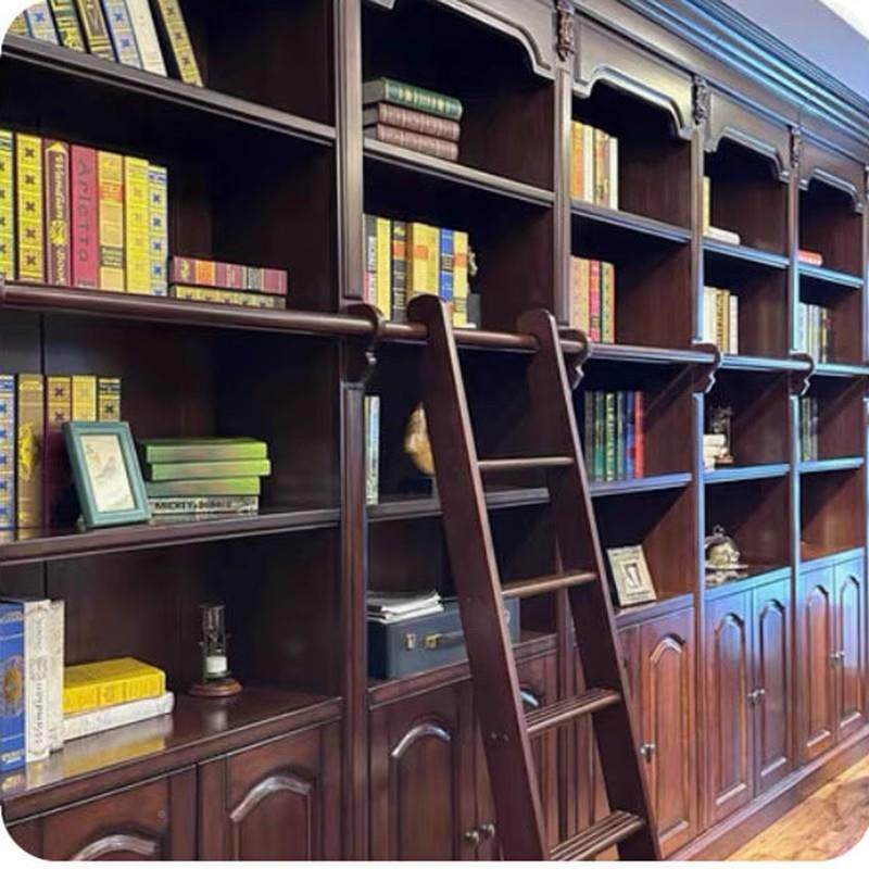 柜美式实木白书黑胡桃高端满墙储物书橱法式复色古蜡木靠墙JAN书,淘宝优惠券,粉丝福利购,淘宝优惠卷