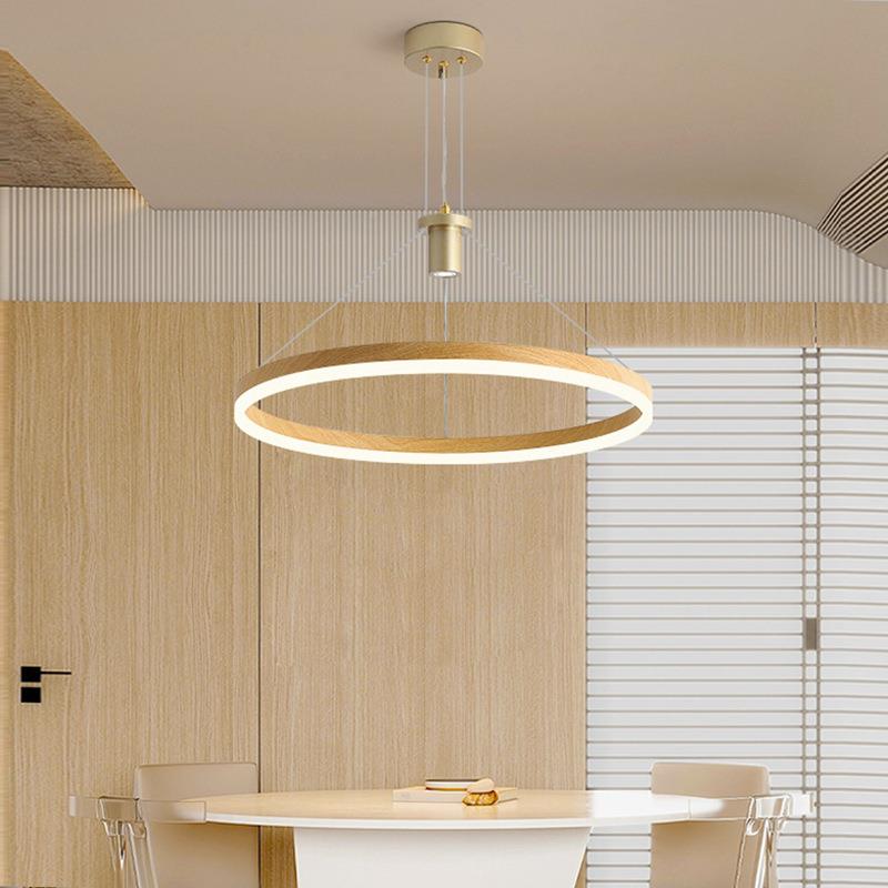 家用现代客吊灯创意216仿木环餐圆厅灯饰简约d卧室吧台书房l厅e灯 - 图1