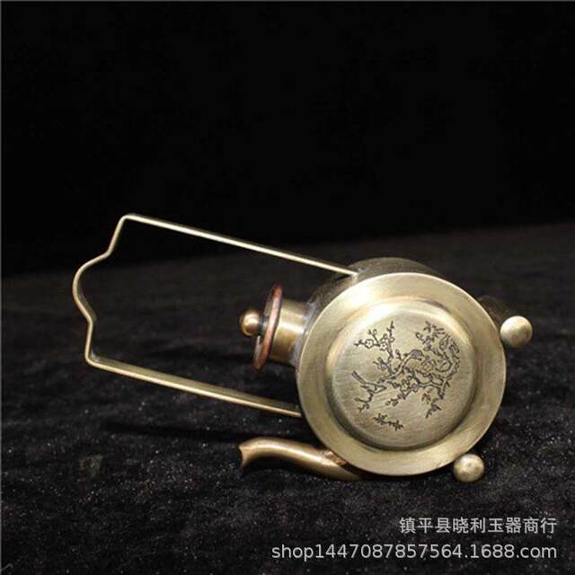 Retro white copper nickel white copper wine pot inkstone dripping ornaments seal carving boy landscape painting copper antiques miscellaneous