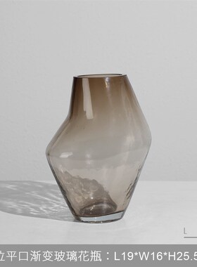 现代轻奢玻璃花瓶摆件玄关茶几电视柜样板房软装家居装饰品花器