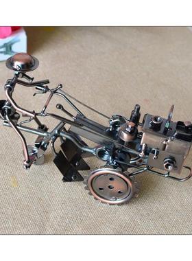 复古铁艺拖拉机金属模型摆设创意书桌家庭家居装饰工艺品书架摆件