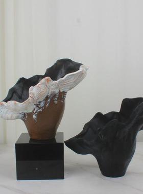 新中式轻奢不板规则大口花器花摆瓶件样JPL房酒店电径视柜别墅软