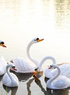 花园浮池白鹅仿真天摆件园林树脂玻璃钢水雕物塑摆鹅设户外海洋生