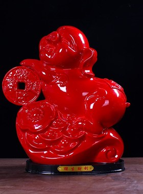 陶瓷猪摆件十二生肖创意可爱元宝小猪招财化解装饰办公室开业礼品