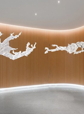 现代轻奢透明树脂雕塑浪花空中吊饰酒店售楼处天花板悬挂装饰摆件