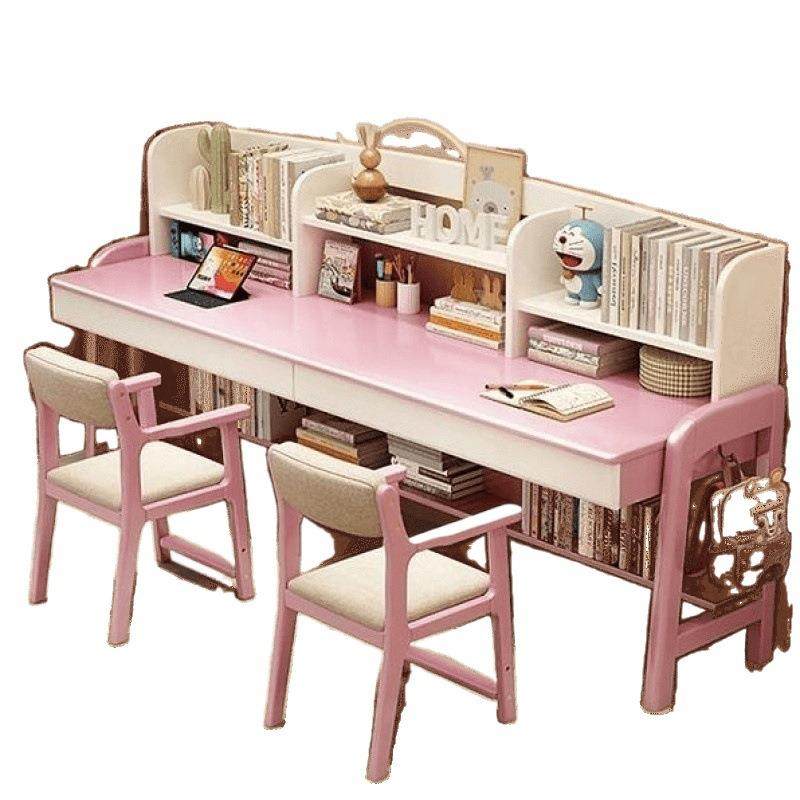 实儿童书木桌家用简约双人学生476学架习桌组合书一体椅可升降写字桌,淘宝优惠券,粉丝福利购,淘宝优惠卷