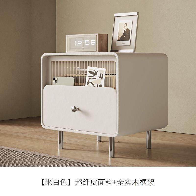 意式极简法物式轻奢实木床头柜简约现代奶油风储柜黑色皮质床00边,淘宝优惠券,粉丝福利购,淘宝优惠卷