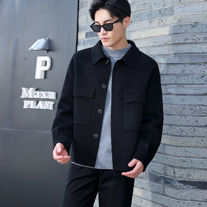 秋冬羊毛呢子外套男落肩宽松双面羊绒大衣短款反季翻领衬衫款夹克,淘宝优惠券,粉丝福利购,淘宝优惠卷