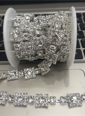 热卖新款diy花式多排爪水钻链条手缝婚纱礼服鞋帽发饰配件材料包