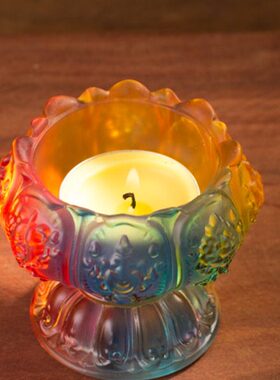 七彩琉璃供杯财神供水杯家用八吉祥摆件净水圣水杯办公七水八供碗