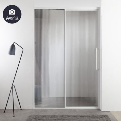 哑白奶油风全包边卫生间浴室推拉门移门淋浴房隔断玻璃门干湿分离 - 图0