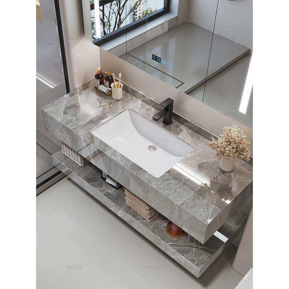 现代简约浴室柜组合亮面岩板陶瓷台面双层卫生间洗漱台洗手池套装,淘宝优惠券,粉丝福利购,淘宝优惠卷