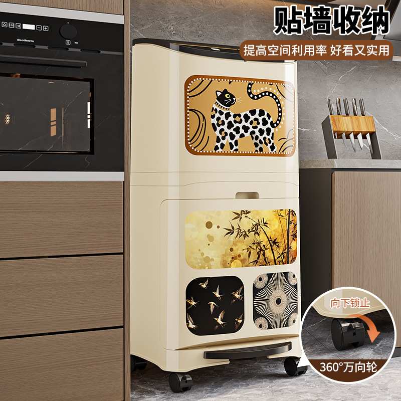 高颜值免弯腰干湿分离家用多功能大容量脚踏式厨房双层收纳垃圾桶 - 图2