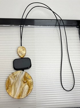 新中式民族风长款几何图形项链女2024新款小众高级感毛衣链配饰潮