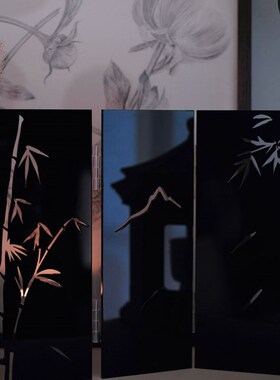 桌面压克力屏风新中式竹叶摄影道具展厅样板间装饰摆饰简约高级