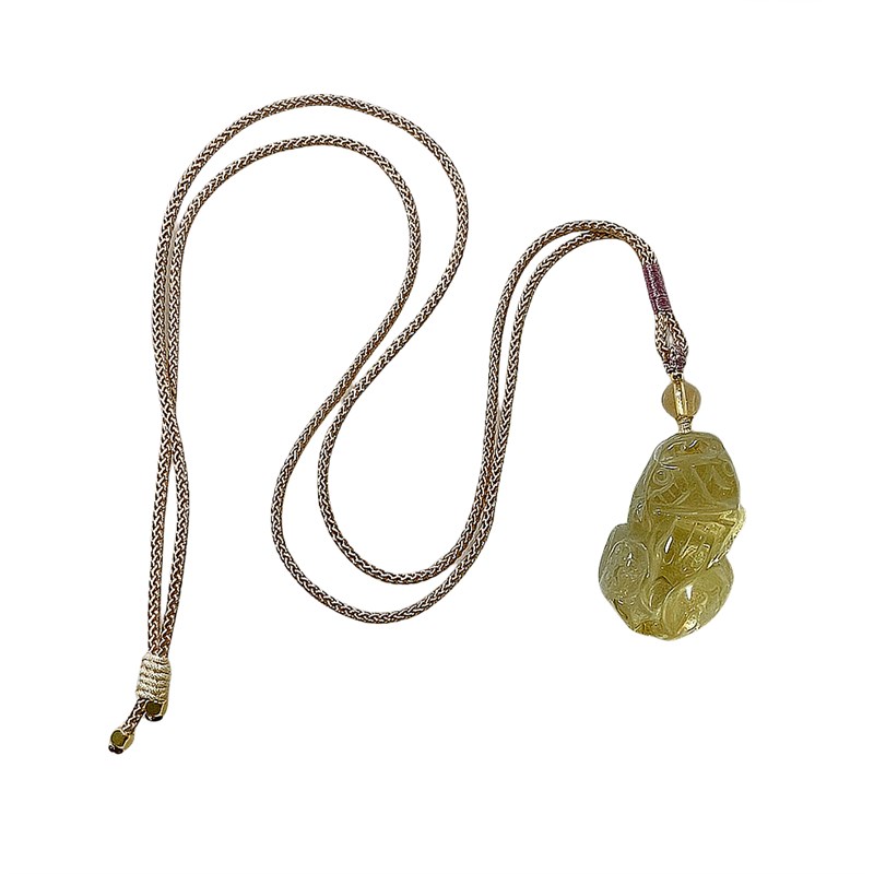 天然黄水晶貔貅吊坠财缘黄色皮丘挂件项链男女士情侣水晶饰品礼物 - 图3