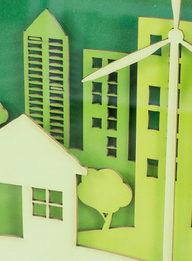 简约卡纸金属框实物工艺画现代绿色风景创意挂画 玄关客厅装饰画