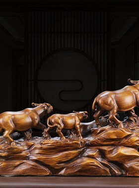 五福招财牛摆件五牛图摆设家居客厅办公室桌面装饰品乔迁开业礼品